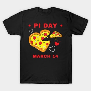 Pi Day March 14 Heart Pizza T-Shirt